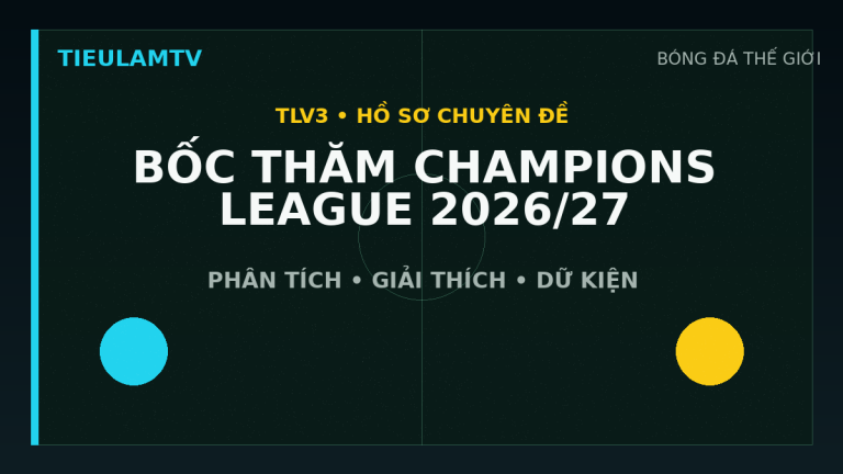 Đồ họa minh họa bốc thăm vòng phân hạng champions league 2026/27 trên TieulamTV