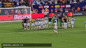 Cầu thủ Argentina ăn mừng chiến thắng tại Copa América 2024
